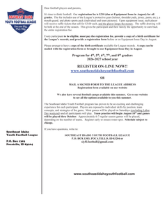 Registration Letter to Players and Parents 2026