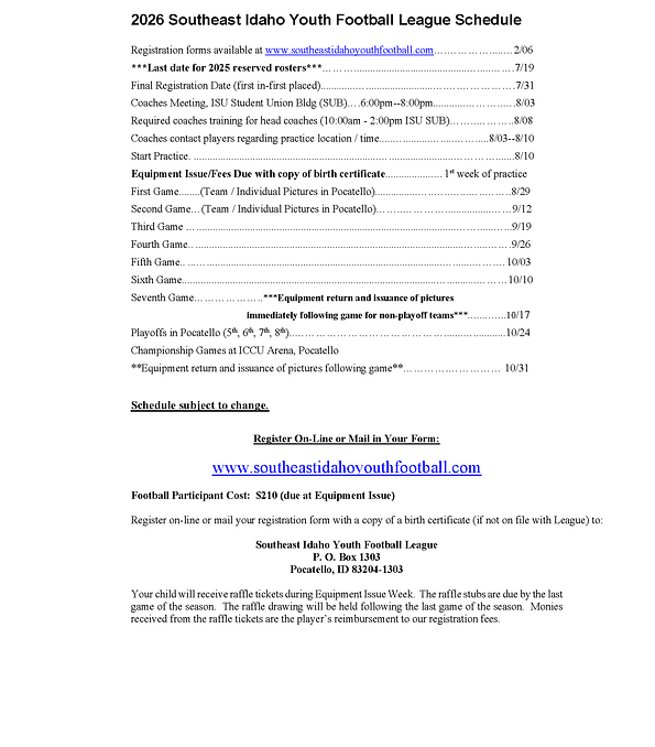 League Schedule 2026